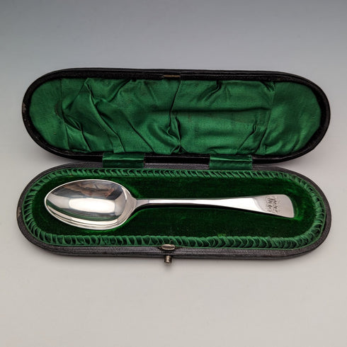 1898 年英國古董純銀洗禮儀式湯匙 John Round & Son 帶盒